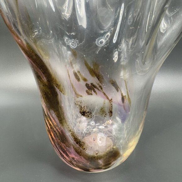 Hand Blown Venetian Art Glass Vase Vessel Hand Made Glass Iridescent Speckled - Picture 4 of 16